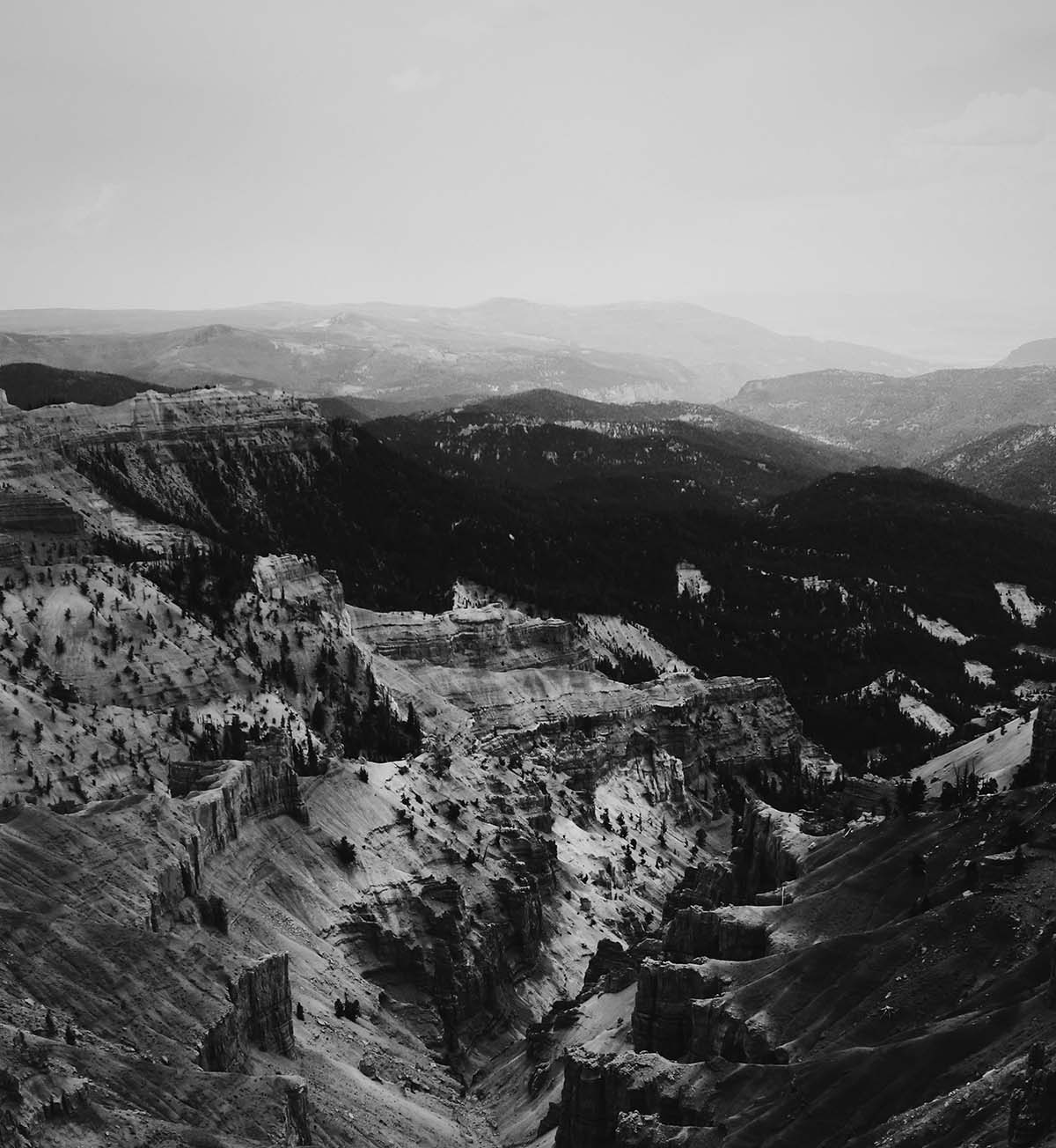 Black and white photograph of a landscape