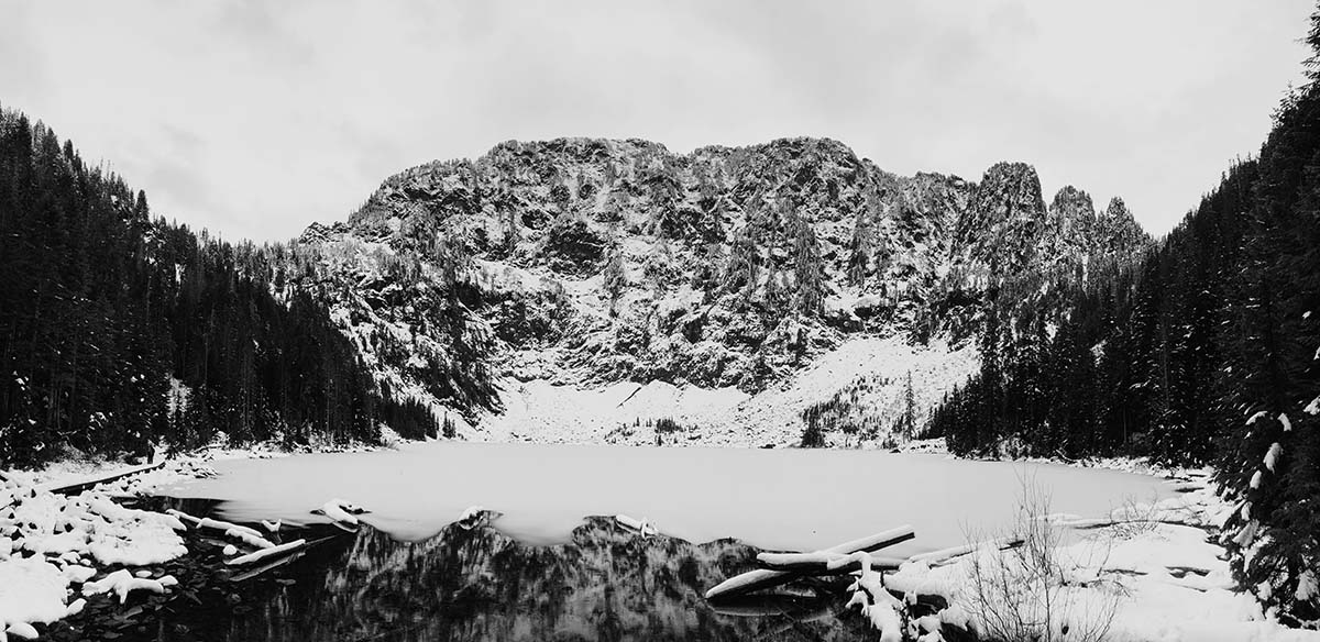 Black and white photograph of a landscape