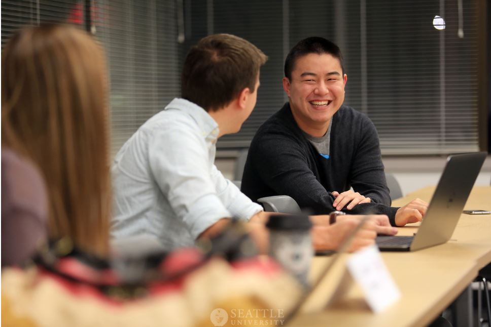 two students in discussion