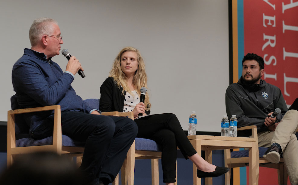 NHL Seattle President & CEO Tod Leiweke speaking to Albers students