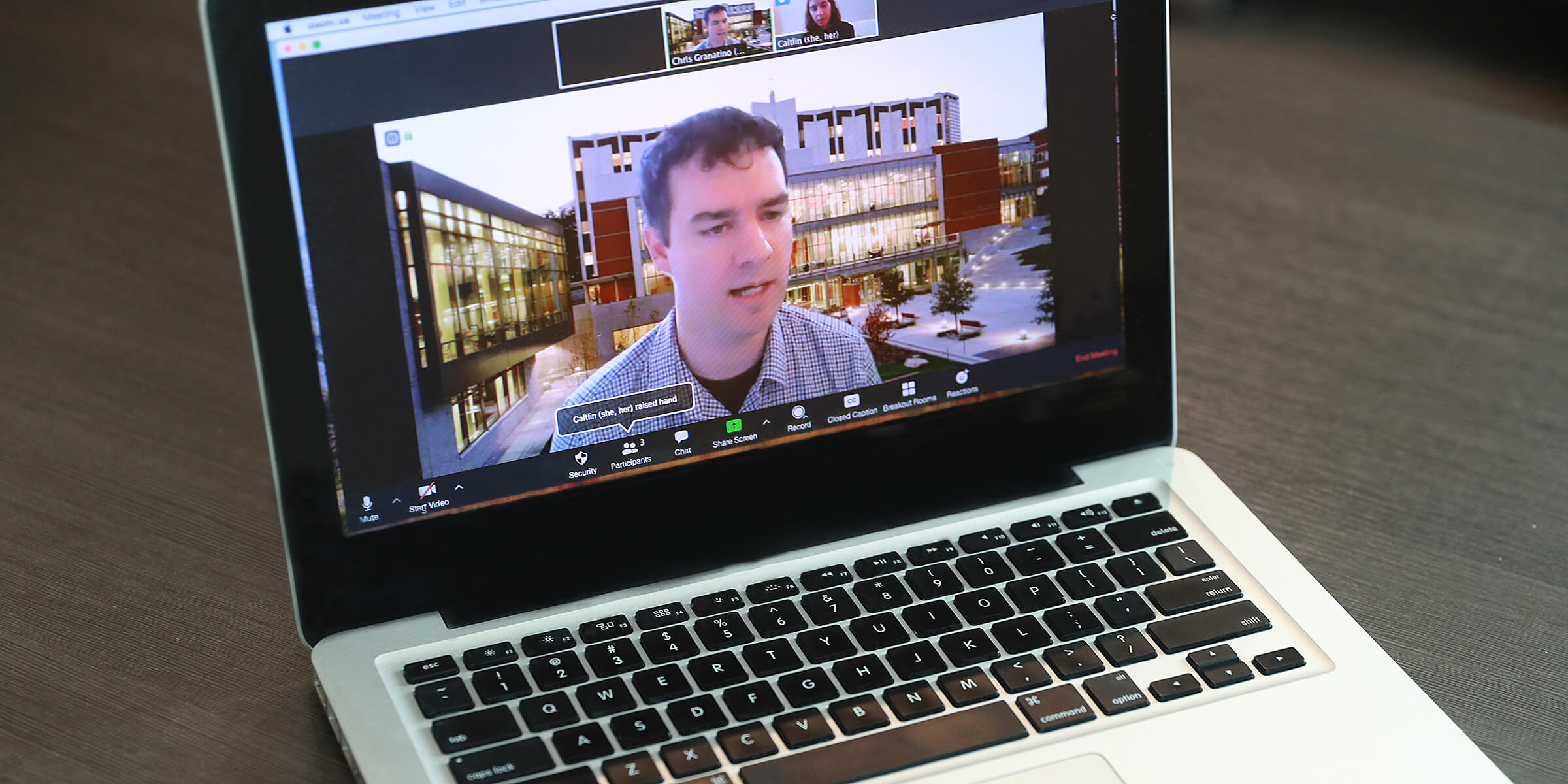 Zoom meeting on a student laptop