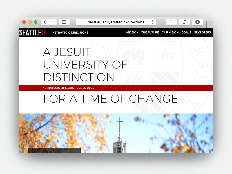 screenshot of SU Strategic Directions website