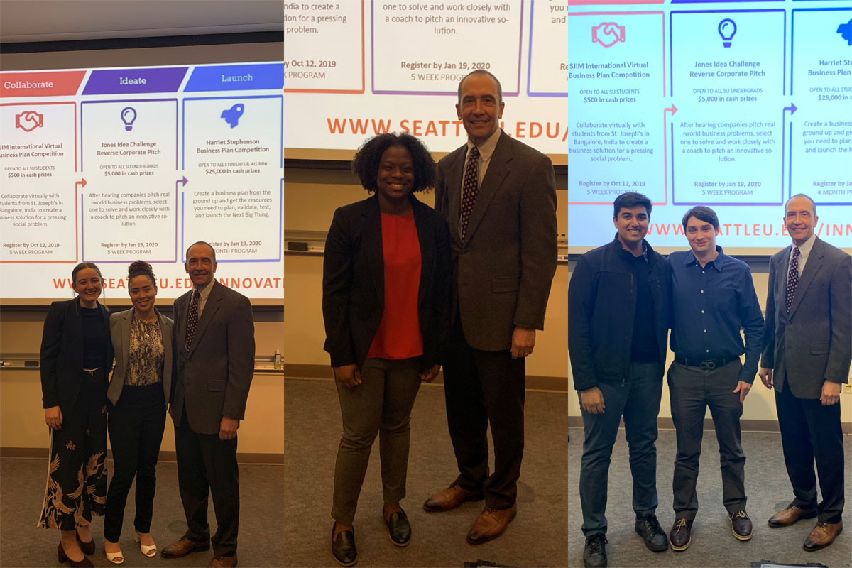 2020 Jones Idea Challenge Winners posing with Dean Phillips