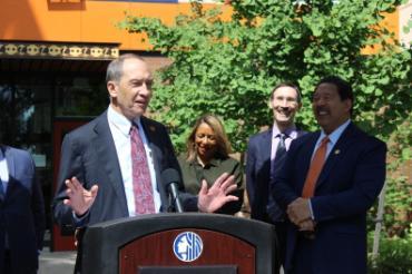 Albers dean Joe Phillips speaking during the launch of the Liberty Project