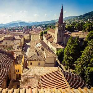 Birds-eye view of Sansepolcro, Italy