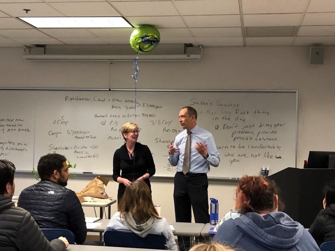 Susan Weihrich and Dean Joe Phillips Before Susan's Last Class.