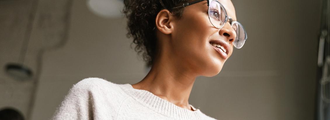 African American woman with glasses