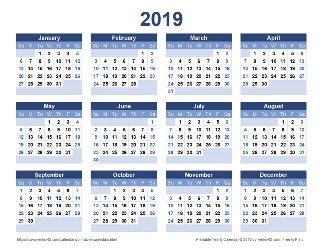 2019 calendar