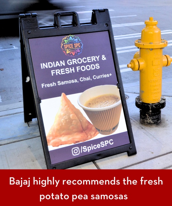 Sandwich board advertising Spice SPC specialties