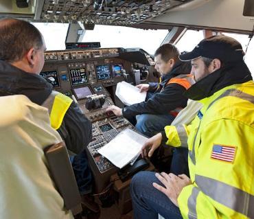 Chris Payne in a Boeing Airplane Cockpit