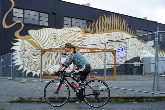 a photo of a person riding a bicycle