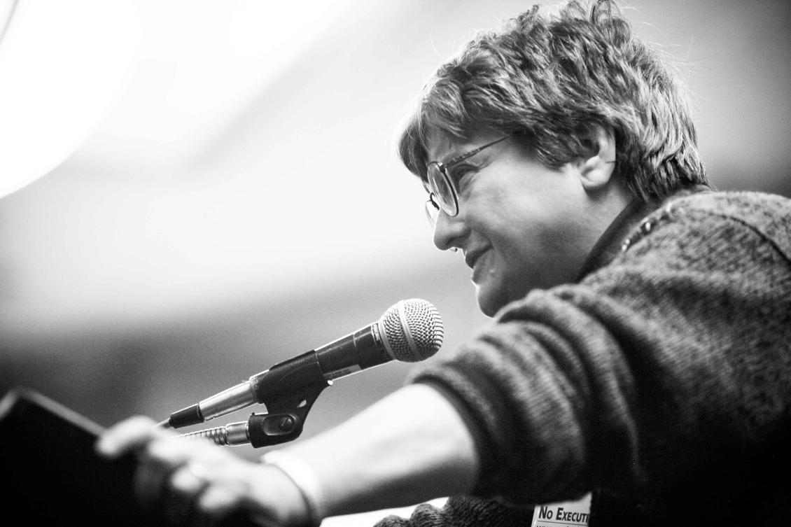 A photo of Sister Helen Prejean giving a speech