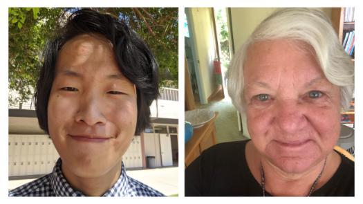 Profile photos of Ann McCormick, '67 and Jonathan Choe, '20