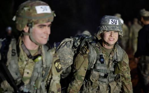 evening two cadets in Army greens