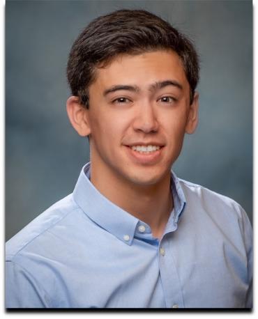 young man in blue shirt