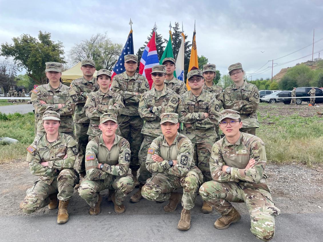 Cadets in greens with rucks