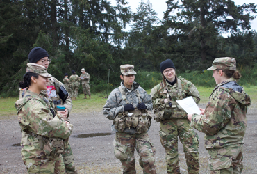 Cadets outside making plans