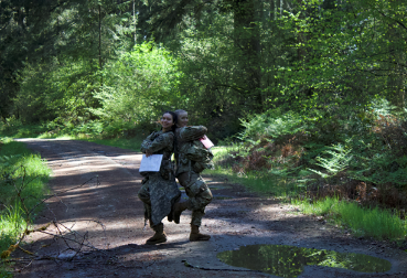 Two cadets outside back to back