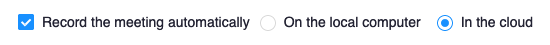 Screenshot of Record the meeting automatically option in Zoom 