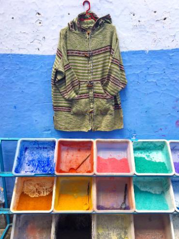 Shirt and bins of color