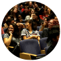 Students laughing at an event