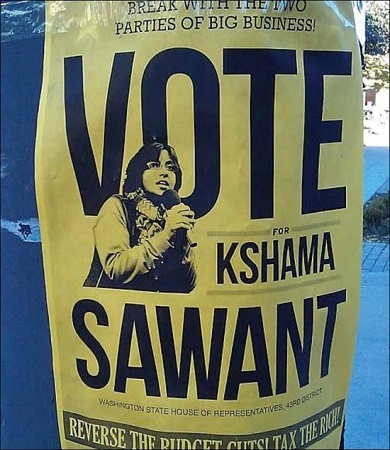 Photo of political flyer for candidate Khsama Sawant