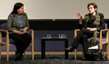 Christina & Roxanne in the Q&A discussion, seated on stage