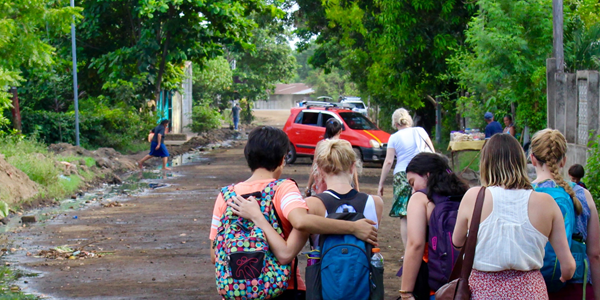 People on a road