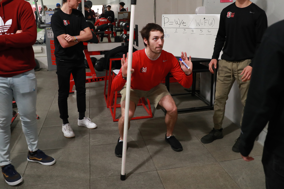 SU student demonstration at 2019 Kinesiology Biomechanics Fair