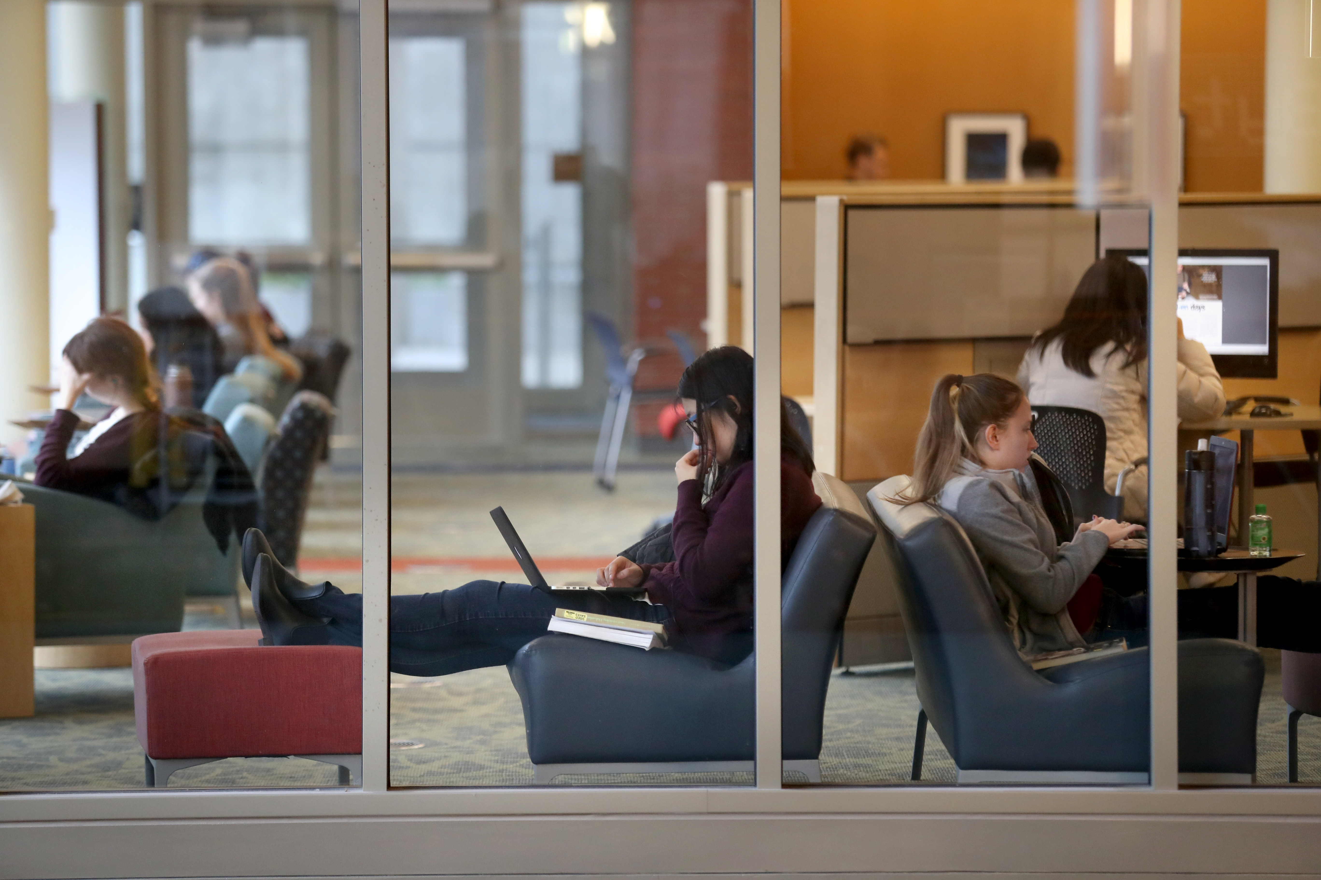 Students studying for final exams.