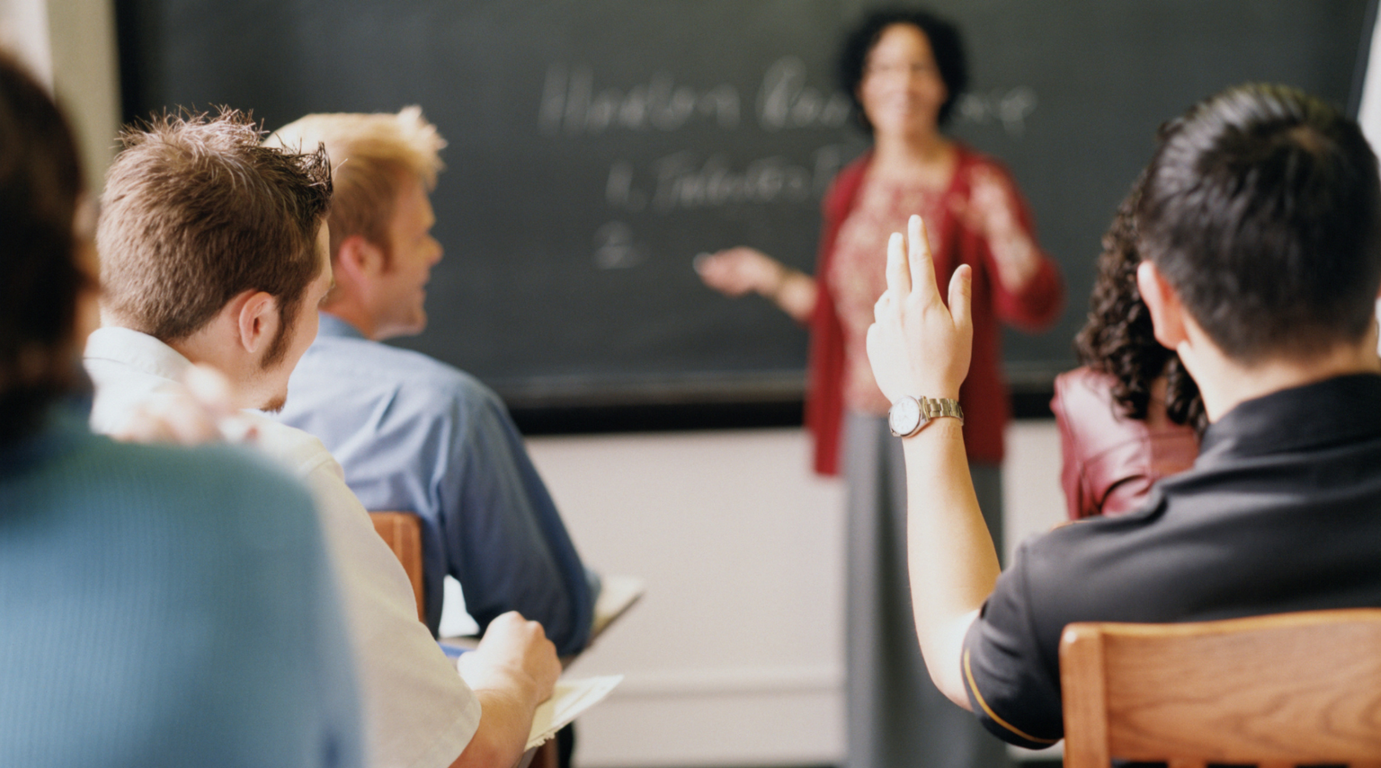 Students in a class with a professor