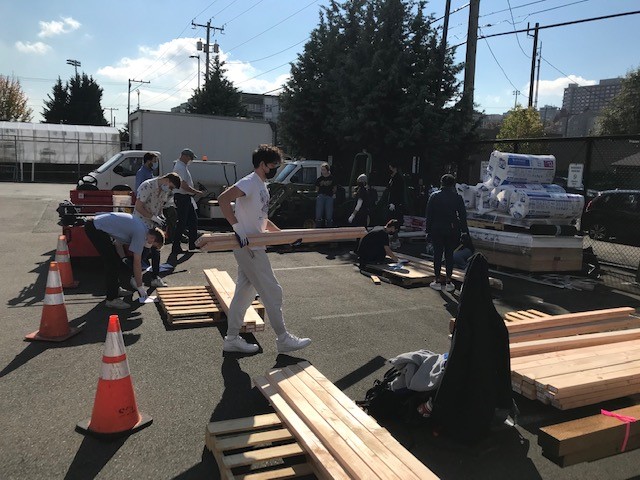 Students building a Tiny Home