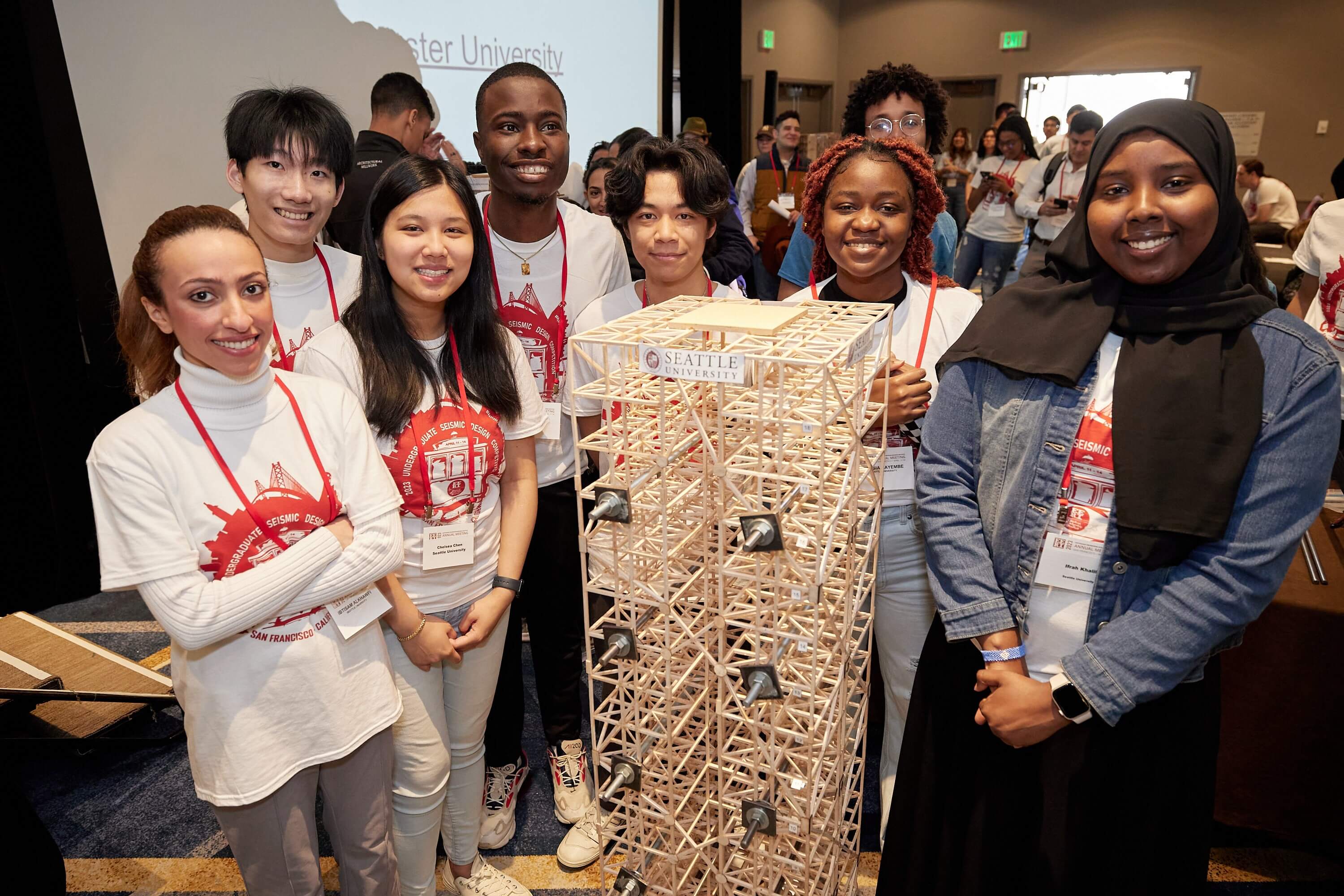 SDC Team on Shake Day with their balsa wood structure