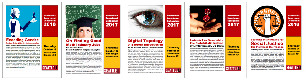 Image of 5 sample Math Colloquium posters