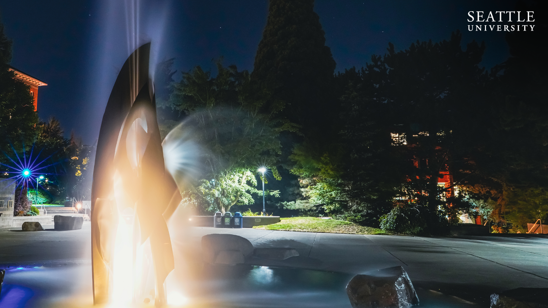 Fountain in the Quad at Night