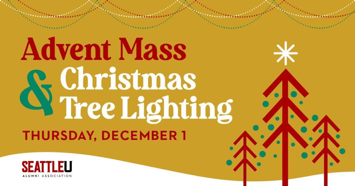 Christmas tree lighting graphic.