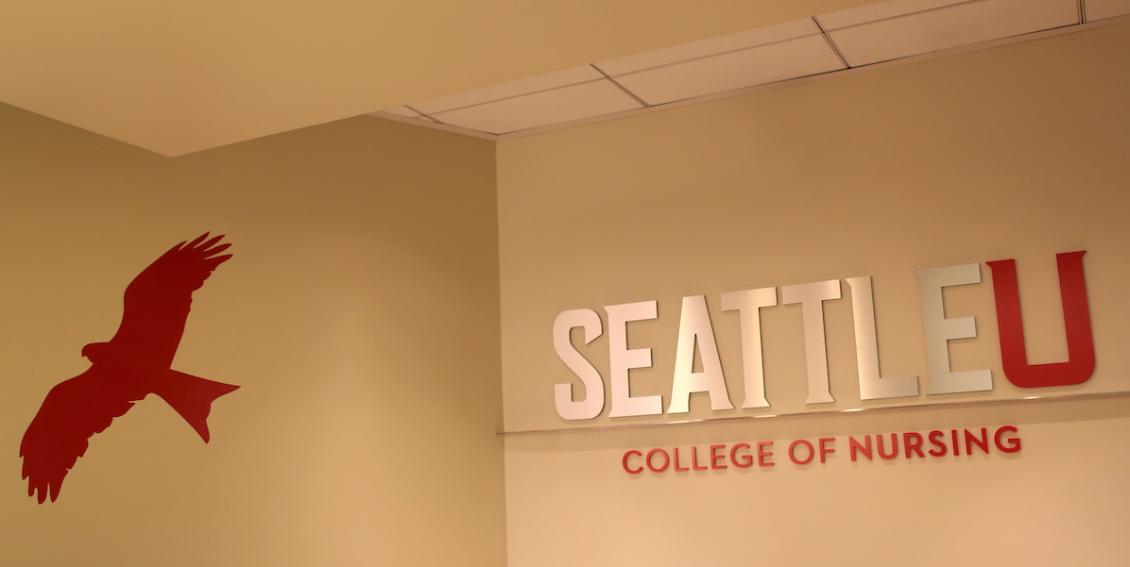 Interior shot of College of Nursing signage