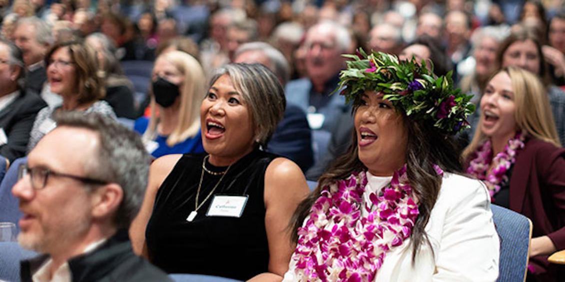 A photo featuring last year's alumni awards.