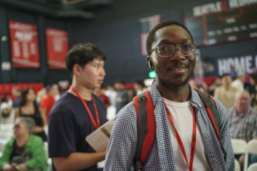 Smiling new student at fall kickoff