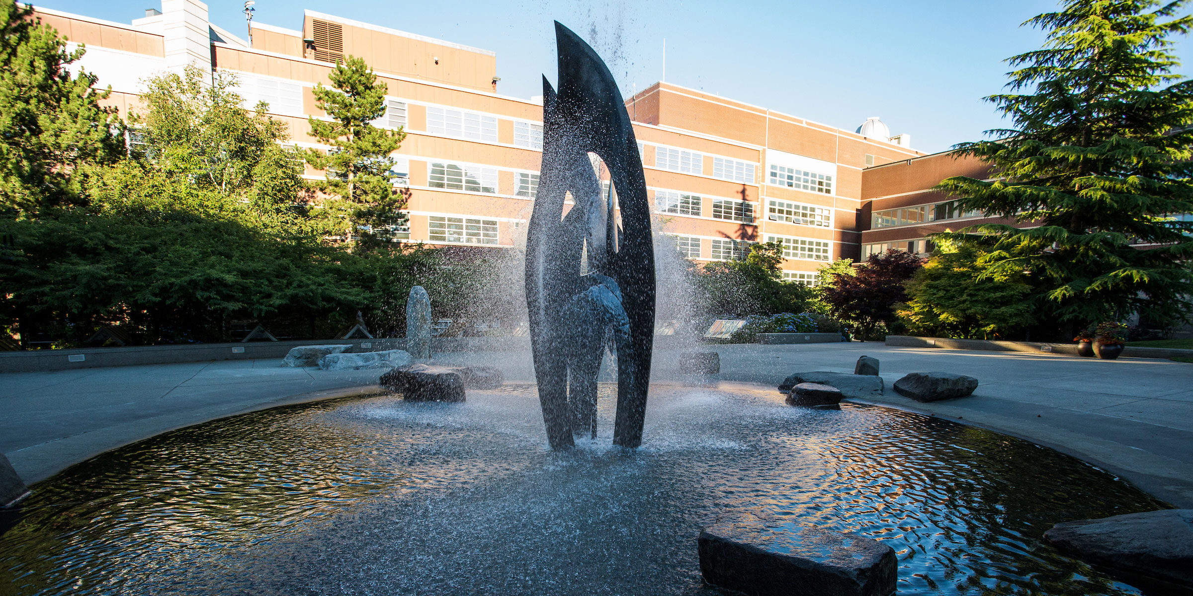 St. Ignatius fountain in the afternoon shaded quad