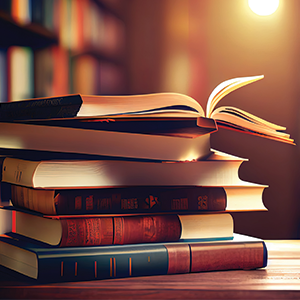 Books on a table