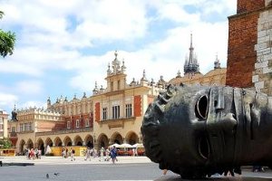 Sculpture in a city square in Krakow, Poland