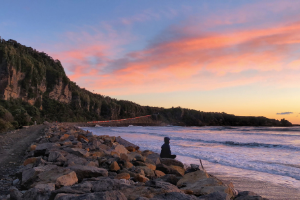 Sunset at Punakaiki Beach