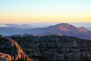 Mountain with sunset background