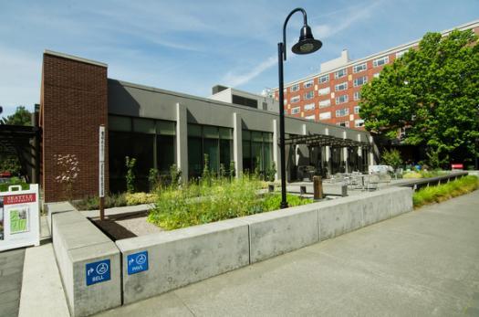 Entrance to the James C. Pigott Pavilion for Leadership