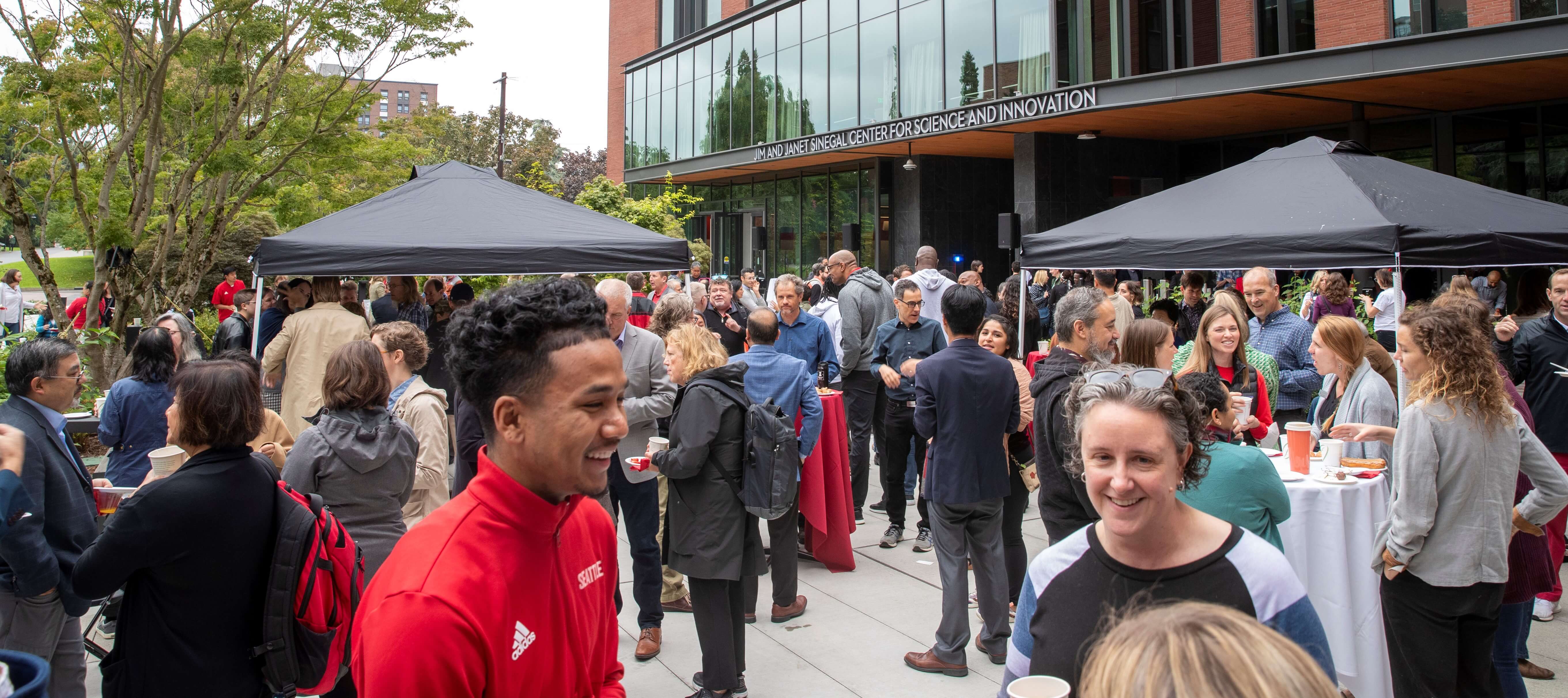 Faculty and Staff at Sinegal Center Patio for President's Welcome in September 2022