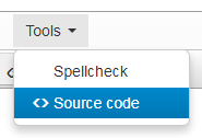 Screen shot of how to access the source code in the text editor