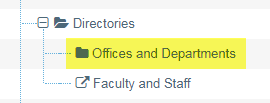 Screen shot of Offices and Departments Directory in Site Structure