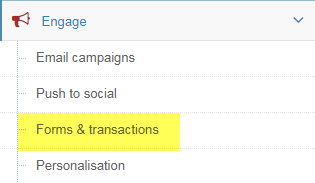 Screen shot of how to access Form Builder from the Dashboard Menu