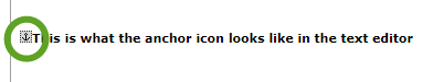 Screenshot of what an anchor icon looks like in the T4 text editor